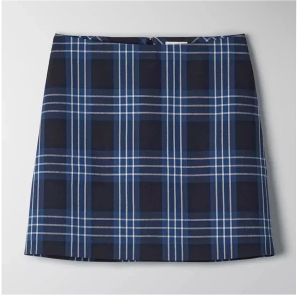 Aritzia Plaid Black/ Blue Mini Skirt - Picture 2 of 3